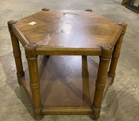 Octagon Oak finish Accent Table