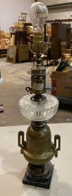 Vintage Brass and Glass Table Lamp