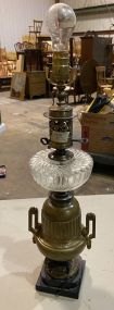 Vintage Brass and Glass Table Lamp