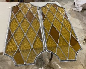 Pair of Amber Stain Glass Panels