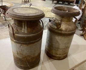 Two Old Metal Milk Cans