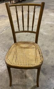 Antique Wood Caned Seat Accent Chair