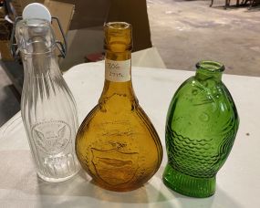 Three Vintage Glass Bottles