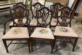 6 Sheraton Shield Back Dining Chairs