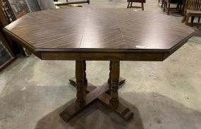 Late 20th Century Oak Finish Pedestal Dining Table