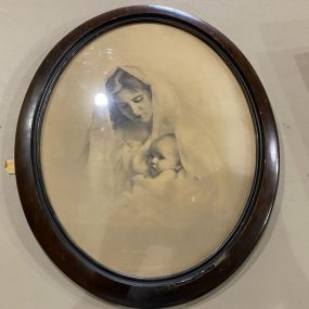 Oval Framed Photo of Mother and Child