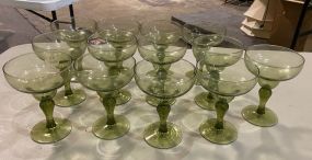 13 Green Glass Wine Glasses