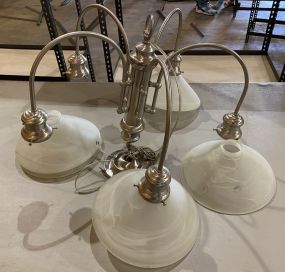 Silver Metal Five Arm Light Fixture