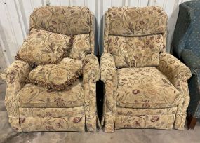 Pair of Upholstered Floral Arm Chairs