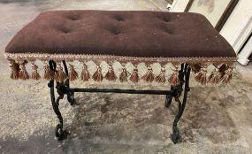 Wrought Iron and Upholstery Bench