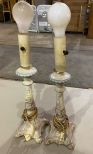 Pair of Porcelain Candle Stick Lamps