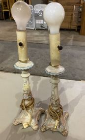 Pair of Porcelain Candle Stick Lamps