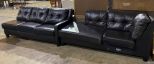 Dark Finish Vinyl Two Piece Sectional