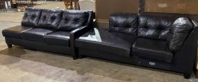 Dark Finish Vinyl Two Piece Sectional