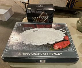 International Silver Plate Tray and Paul Revere Basket with Handle