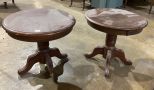 Pair of Modern Cherry Round Lamps Tables