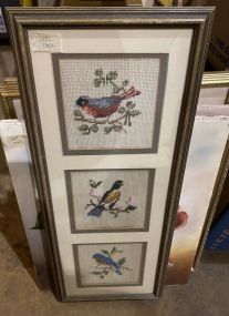 Three Section Cross Stitch Birds