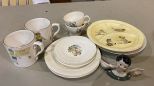 Vintage Porcelain Kids Plates and Cups