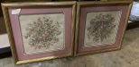 Pair of Cross Stitch Floral Still Life