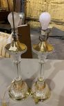 Glass and Brass Candle Stick Lamps