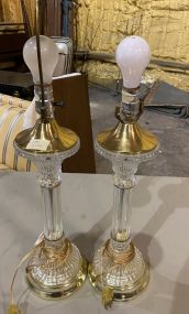 Glass and Brass Candle Stick Lamps