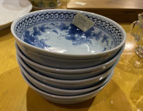 5 Blue and White Pottery Bowls