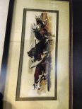 Oil Painting on Paper by Bob F. Kuhn Grizzly Attacking Cattle