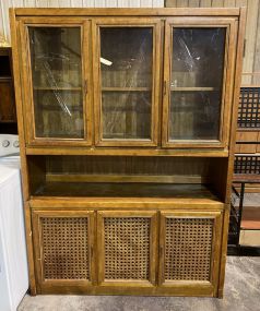 1970s-80s Oak Finish China Cabinet