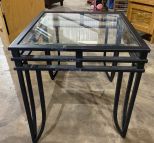 Contemporary Metal and Glass Lamp Table