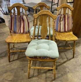 1970's Oak Farm House Style Dining Chairs
