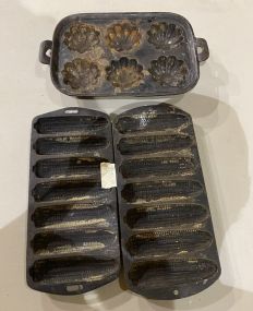 Cast Iron Muffin Pan, and Two Corn Trays