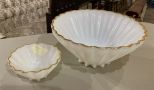 Large Milk Glass Fruit Bowl and Small Bowl