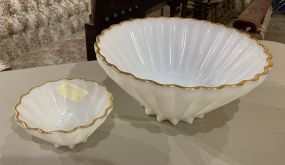 Large Milk Glass Fruit Bowl and Small Bowl