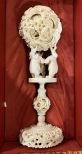 Chinese Carved Bone Puzzle Three Elephants Holding Puzzle Ball