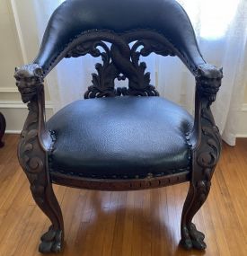 19th Century Ornate Carved Griffin and Serpent Arm Chair