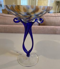 Polish Art Glass Compote