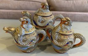 Three Japanese Satsuma Porcelain Pitchers