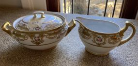 Hand Painted Nippon Sugar and Creamer