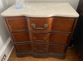 Mahogany Marble Top Bowfront Chest of Drawers