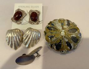 Group of Sterling Earrings and Pin
