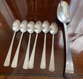 Etched Sterling Demitasse Spoons and Sterling Serving Spoon