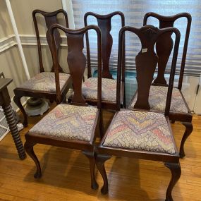 5 Queen Anne Mahogany Dining Chairs