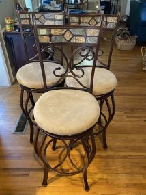 Three Modern Metal Swivel Bar Stools