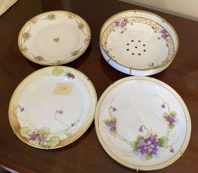 Four Hand Painted Nippon Porcelain Plates