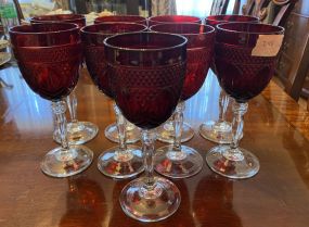 9 Luminarc Durand Ruby Red Wine Glasses