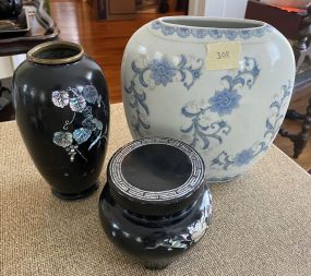 Group of Asian Porcelain Vase and Lacquerware Vases