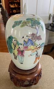 Chinese Famille Style Porcelain Ginger Jar