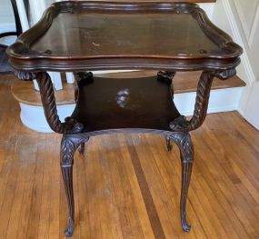 Vintage Mahogany French Style Mahogany Tiered Side Table