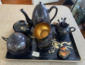 Asian Lacquer Ware Coffee Set