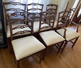 6 Vintage Chippendale Style Ribbon Back Dining Chairs